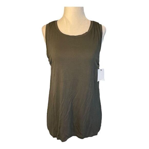 Halogen Back Keyhole Tank Top Grey Beluga Lightweight Knit Sleeveless Crewneck S - Picture 2 of 9